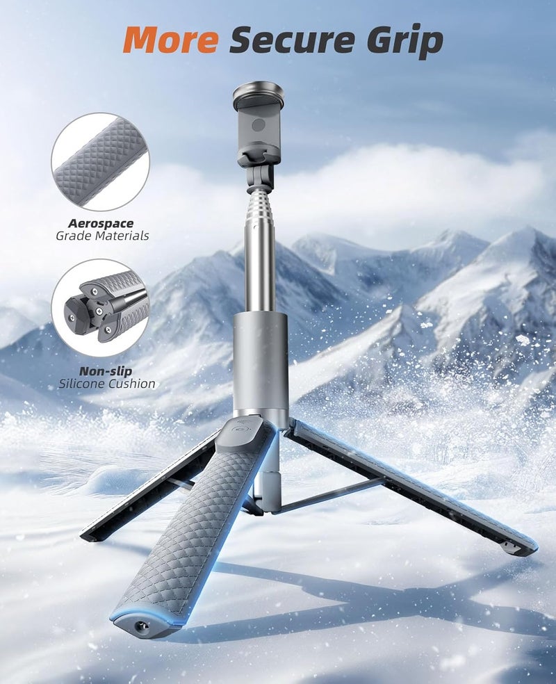 Vimose 62" Phone Tripod & Selfie Stick, Tripod for iPhone with Remote, All-in-1 Cell Phone Stand, Portable, Extendable Stand for Selfies Video Recording Vlog, Compatible with iPhone Android (Grey) - Image 4